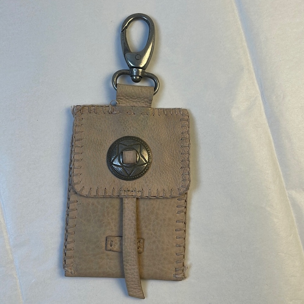 Free People Tan Leather Keychain Pouch